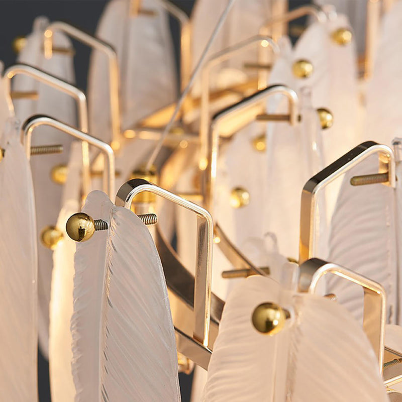 Feather - Luxuriöse Pendelleuchte mit Glasfedern