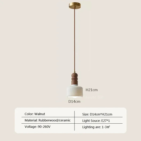 Cremefarbene Wind-Hängelampe aus massivem Holz
