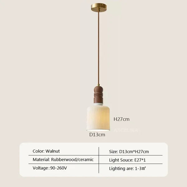 Cremefarbene Wind-Hängelampe aus massivem Holz
