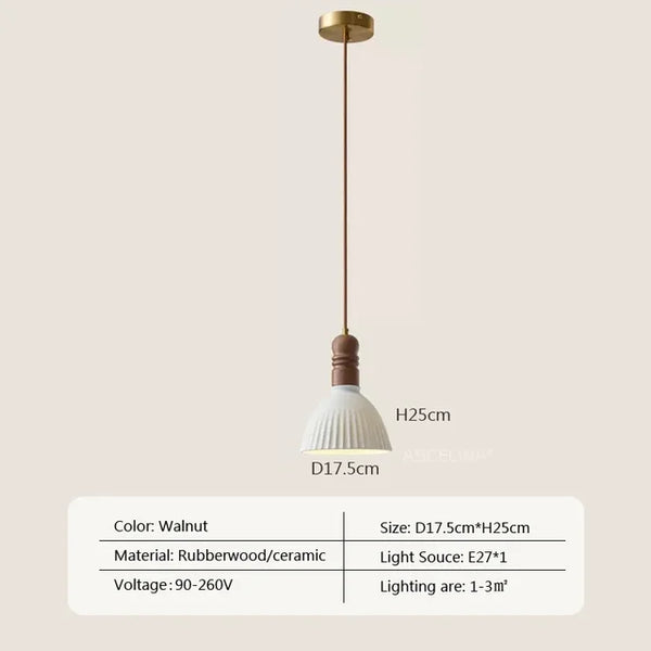 Cremefarbene Wind-Hängelampe aus massivem Holz
