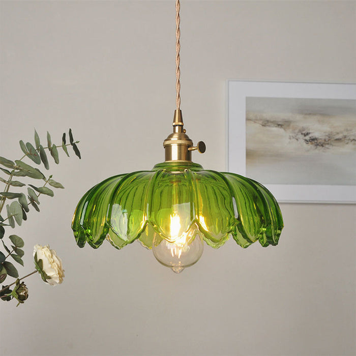 Vintage Glasblumen-Hängelampe