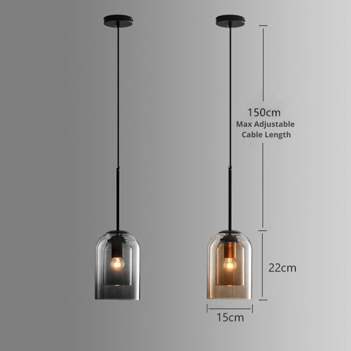 Mica Mid-Century Hängelampen mit Doppelglas