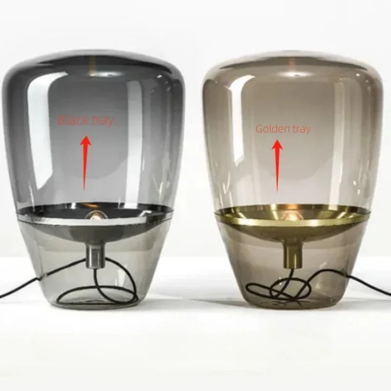 AuroraGlow – Nordische Designer LED Tischlampe aus Glas
