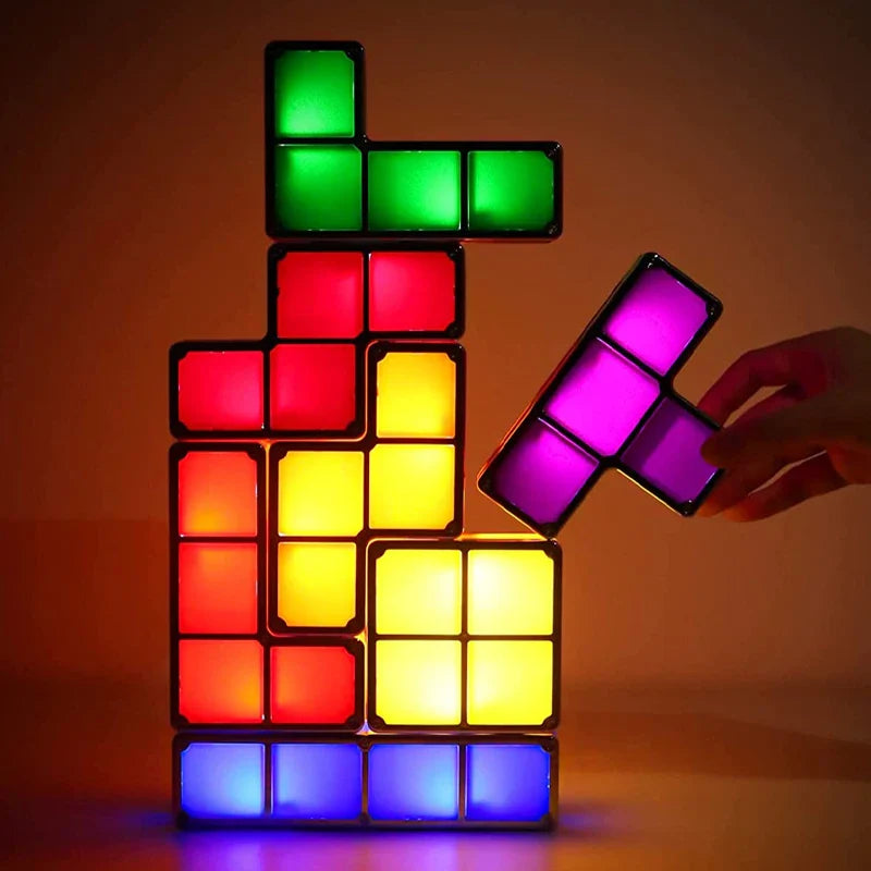 PixelGlow DIY Retro Game Lamp – Unieke Nachtlamp met Tetris Design