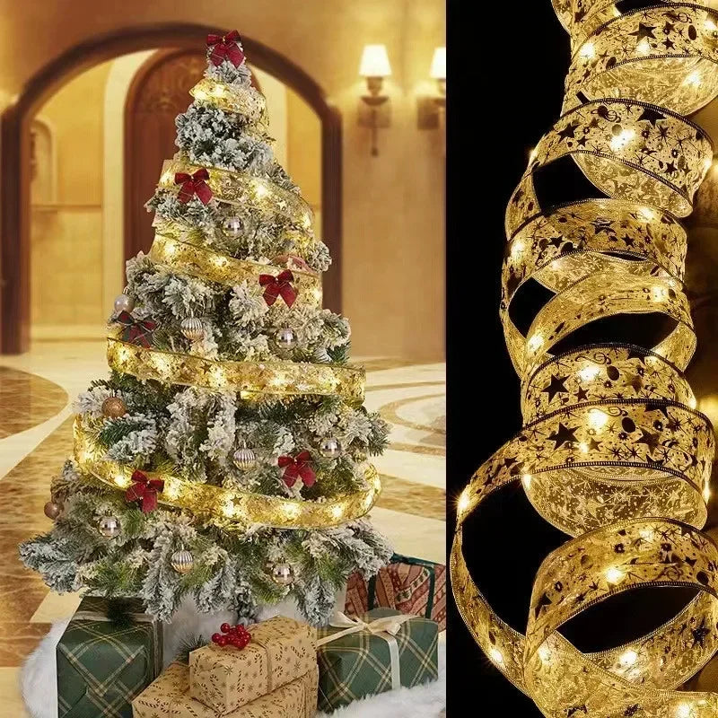 LumiRibbon Goldene Weihnachtsband LED Lichterkette – 2M/5M/10M