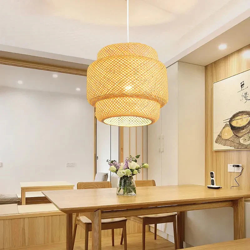 ZenWeave Bambus Pendelleuchte – Handgefertigte Hängelampe im Asiatischen Stil für Zuhause & Gastronomie