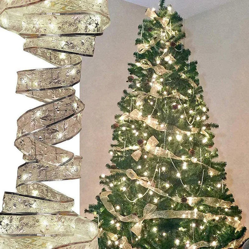 LumiRibbon Goldene Weihnachtsband LED Lichterkette – 2M/5M/10M