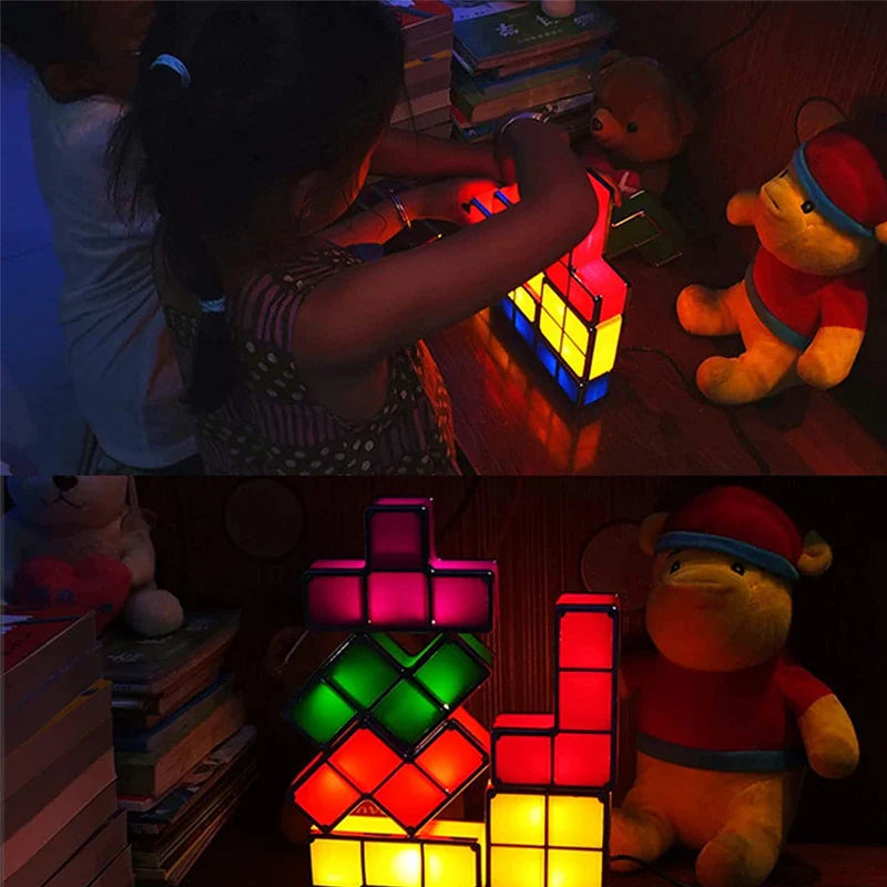 PixelGlow DIY Retro Game Lamp – Unieke Nachtlamp met Tetris Design