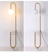 Nordic Luxe Vloerlamp met Marmeren Bijzettafel