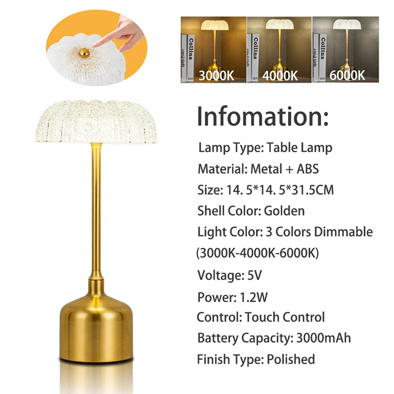 LumiVintage 3000 – Retro LED Tischlampe mit Touch-Dimmung und 3000mAh Akku