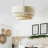 SabiGlow – Boho Wabi Sabi Stoff-Hängelampe