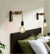 RetroLume – Vintage LED Wandlampe aus Holz & Eisen mit E27 | Industrial & Loft Stil