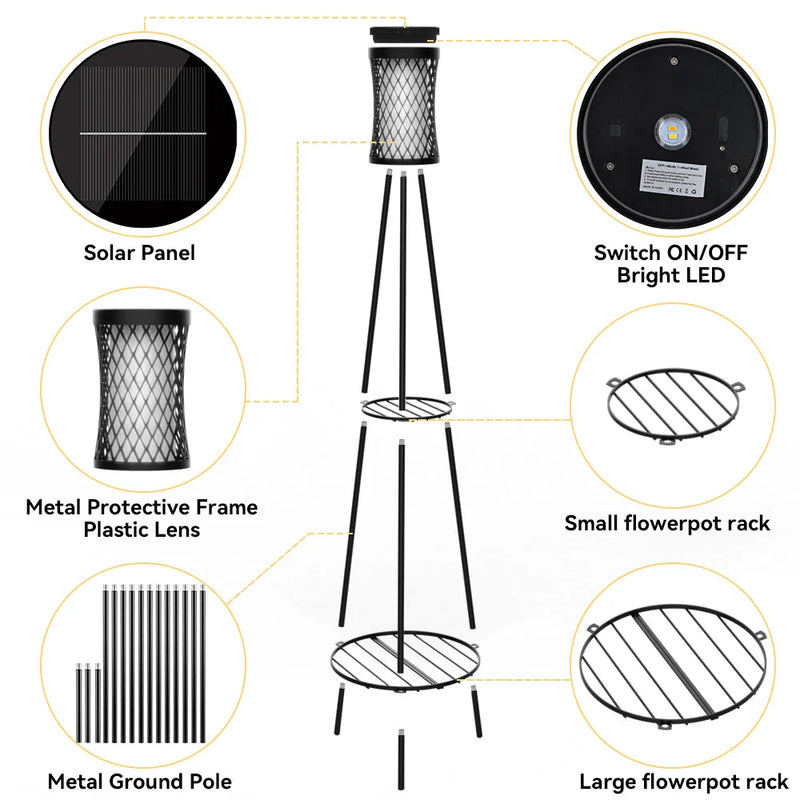 SolarBloom Solar-Gartenleuchte mit Pflanzenständer – Deko-Laterne für Terrasse, Garten & Balkon