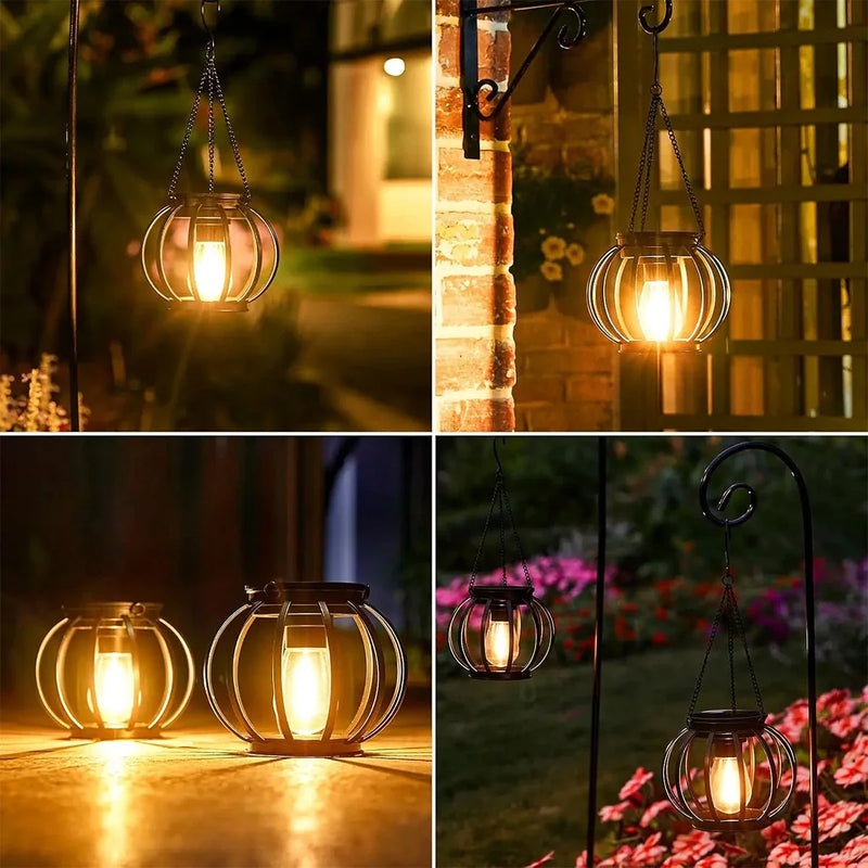 Ortiny Solar LED Gartenlaterne – Warmweißes Licht mit Sensor & Hängedekor