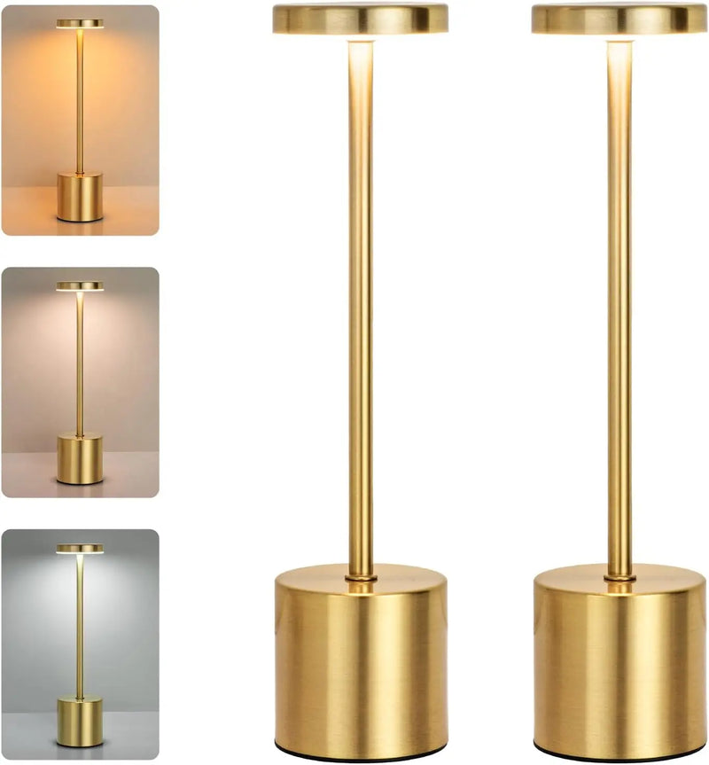 LumiÉlan – Klassische Wiederaufladbare Tischlampe mit Touch, 3 Farben & Stufenloser Dimmung