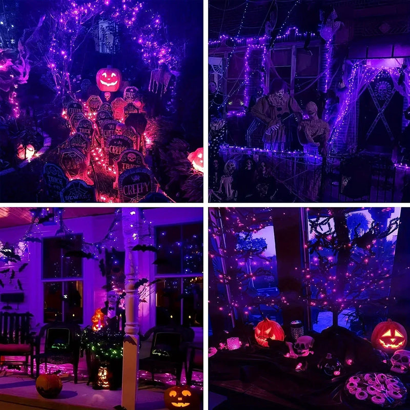 GLOWSPELL – Halloween LED Lichterkette 100/200 LEDs mit Schwarzem Kabel