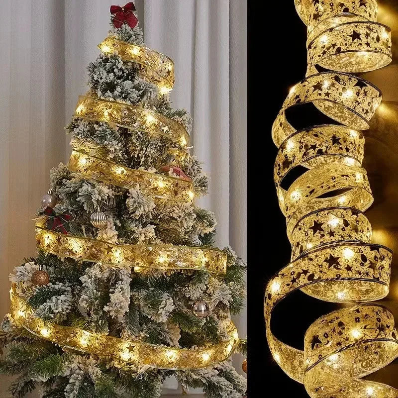 LumiRibbon Goldene Weihnachtsband LED Lichterkette – 2M/5M/10M