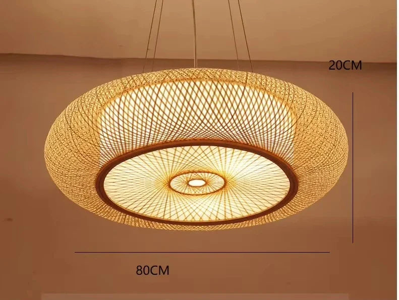 BambuLoom Grace: Handgefertigte Bambus-Rattan-Hängeleuchte