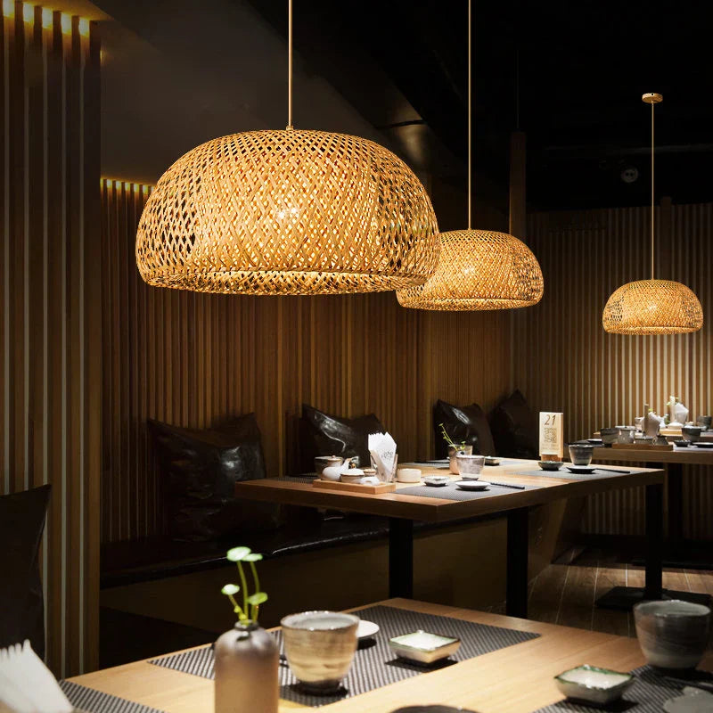 ZenWeave Bambus Pendelleuchte – Handgefertigte Hängelampe im Asiatischen Stil für Zuhause & Gastronomie