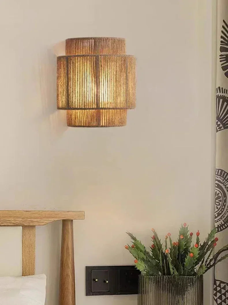 MORI GLOW Handgefertigte Hanfseil-Wandleuchte