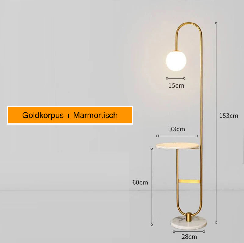 Nordic Luxe Vloerlamp met Marmeren Bijzettafel