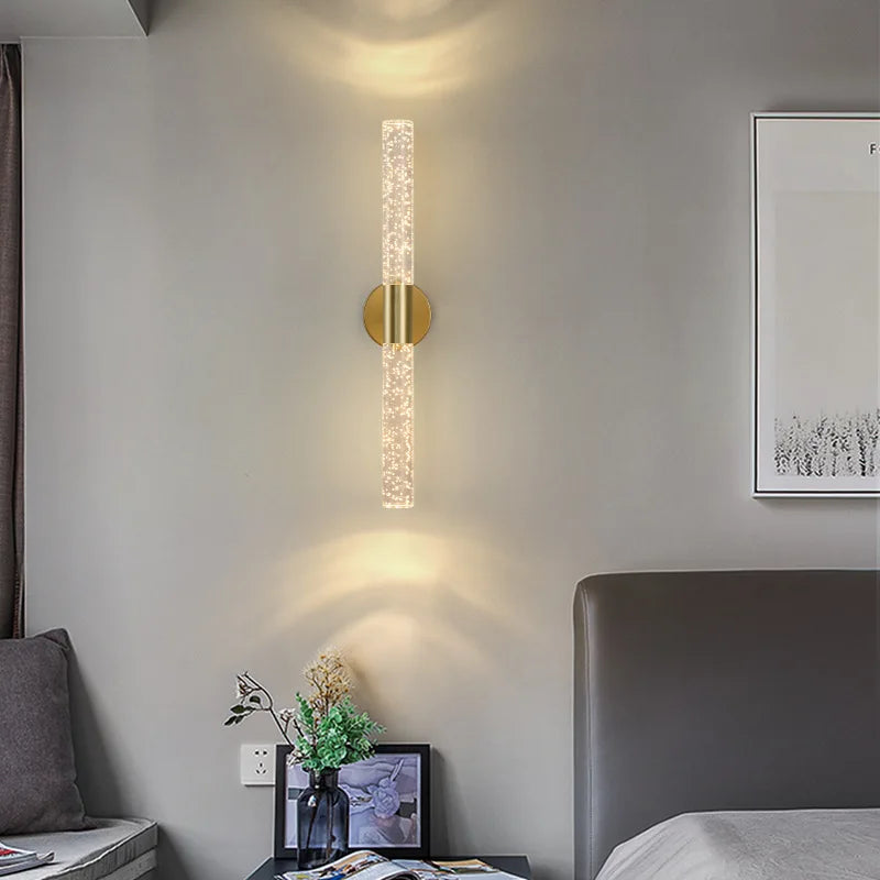 LumiGlas – Luxuriöse LED-Wandleuchte mit Kristall-Bubble-Stab