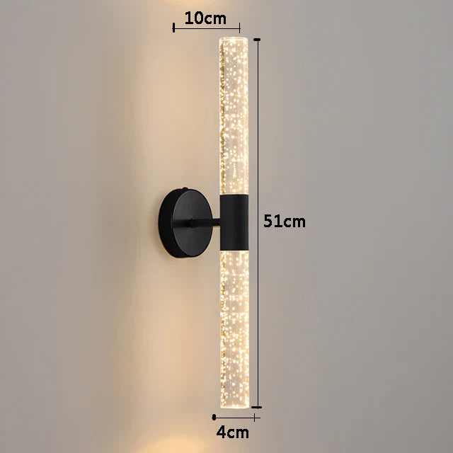LumiGlas – Luxuriöse LED-Wandleuchte mit Kristall-Bubble-Stab
