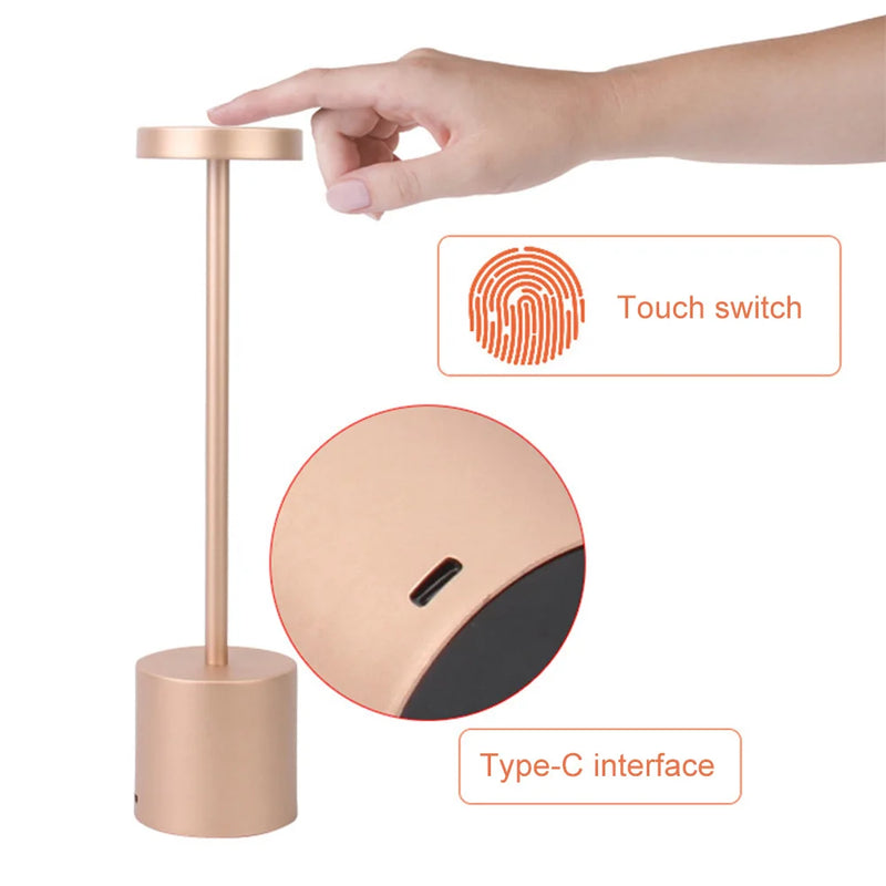 LumiÉlan – Klassische Wiederaufladbare Tischlampe mit Touch, 3 Farben & Stufenloser Dimmung