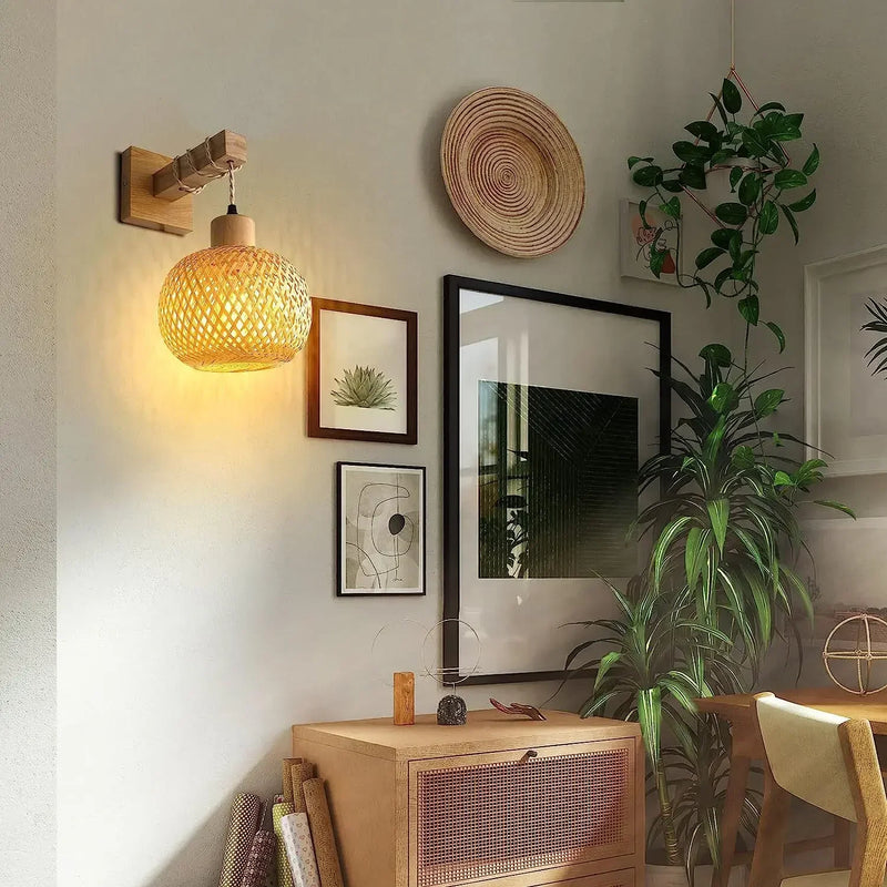 SolBambu Wandlampe – Handgeflochtene Bambuslaterne für Moderne Naturräume