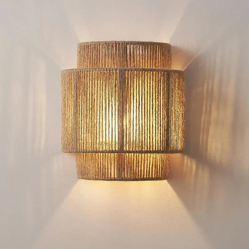MORI GLOW Handgefertigte Hanfseil-Wandleuchte