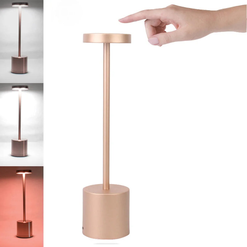 LumiÉlan – Klassische Wiederaufladbare Tischlampe mit Touch, 3 Farben & Stufenloser Dimmung