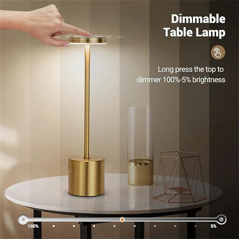 LumiÉlan – Klassische Wiederaufladbare Tischlampe mit Touch, 3 Farben & Stufenloser Dimmung