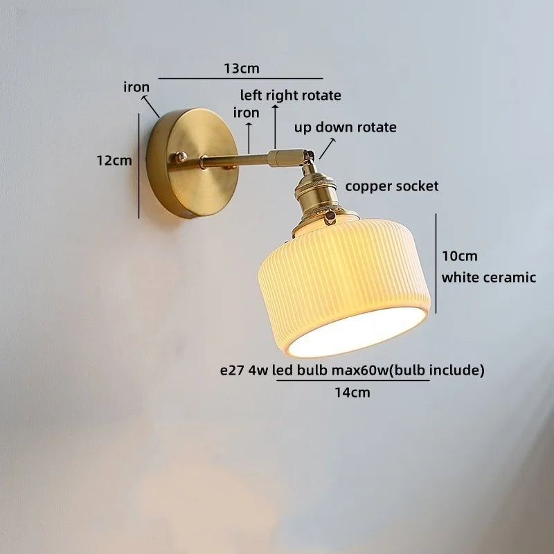 Kyotaro Wandleuchte – Japanische Keramik-Wandlampe mit LED-Kompatibilität
