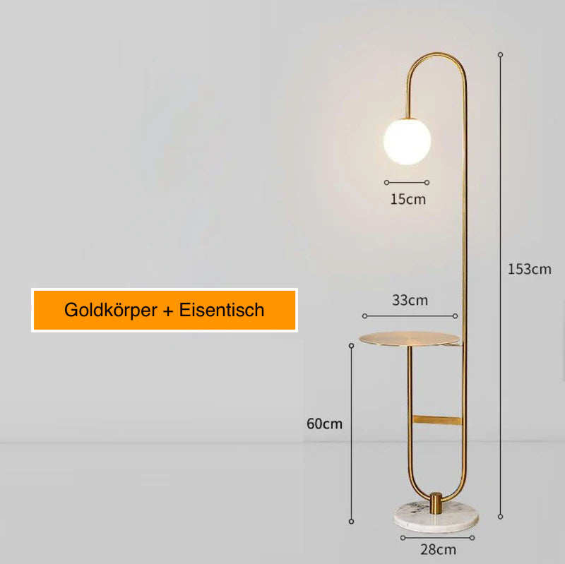 Nordic Luxe Vloerlamp met Marmeren Bijzettafel
