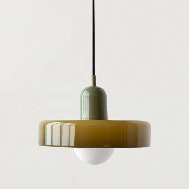 Bauhaus-Pendelleuchte aus farbigem Glas