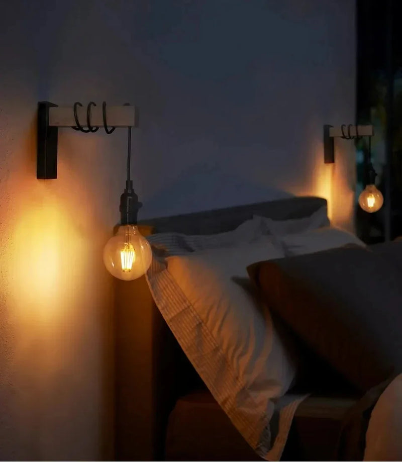 RetroLume – Vintage LED Wandlampe aus Holz & Eisen mit E27 | Industrial & Loft Stil