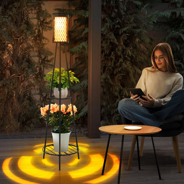 SolarBloom Solar-Gartenleuchte mit Pflanzenständer – Deko-Laterne für Terrasse, Garten & Balkon