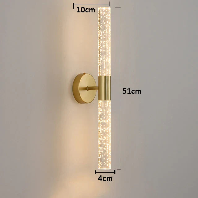 LumiGlas – Luxuriöse LED-Wandleuchte mit Kristall-Bubble-Stab
