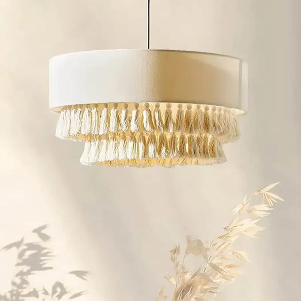SabiGlow – Boho Wabi Sabi Stoff-Hängelampe