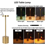 LumiÉlan – Klassische Wiederaufladbare Tischlampe mit Touch, 3 Farben & Stufenloser Dimmung