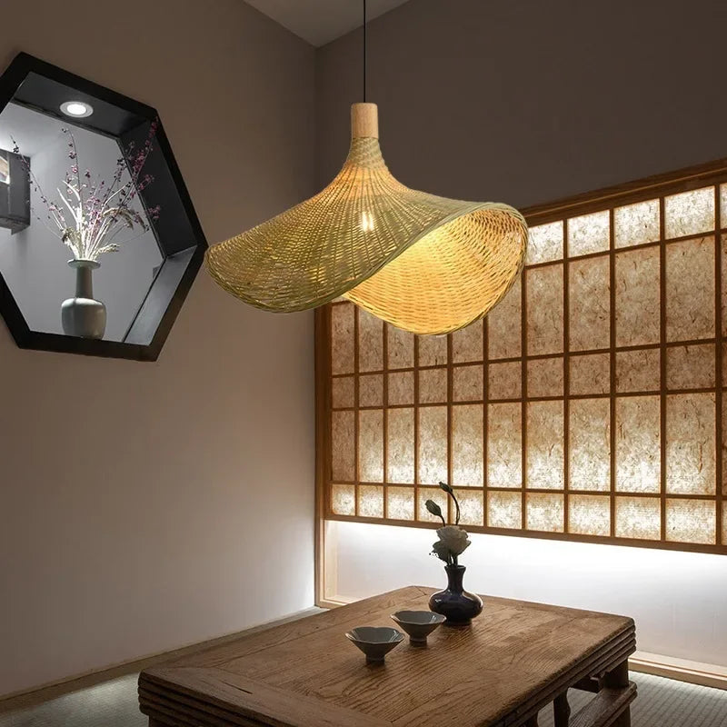 ZenWeave Bambus Pendelleuchte – Handgefertigte Hängelampe im Asiatischen Stil für Zuhause & Gastronomie
