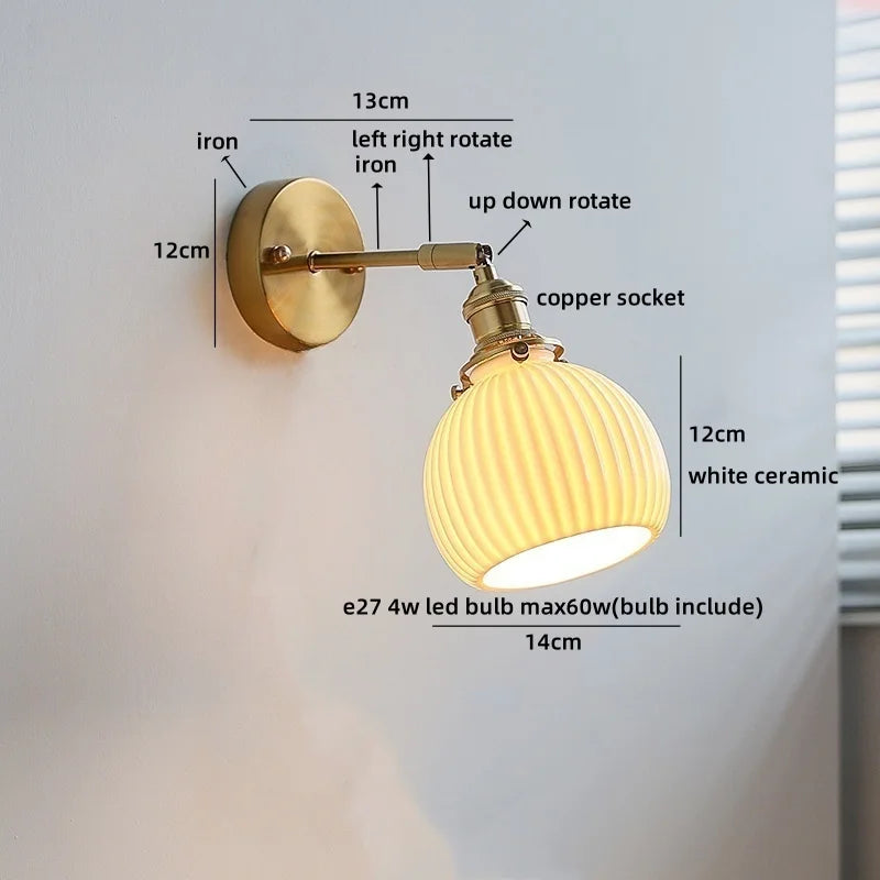Kyotaro Wandleuchte – Japanische Keramik-Wandlampe mit LED-Kompatibilität