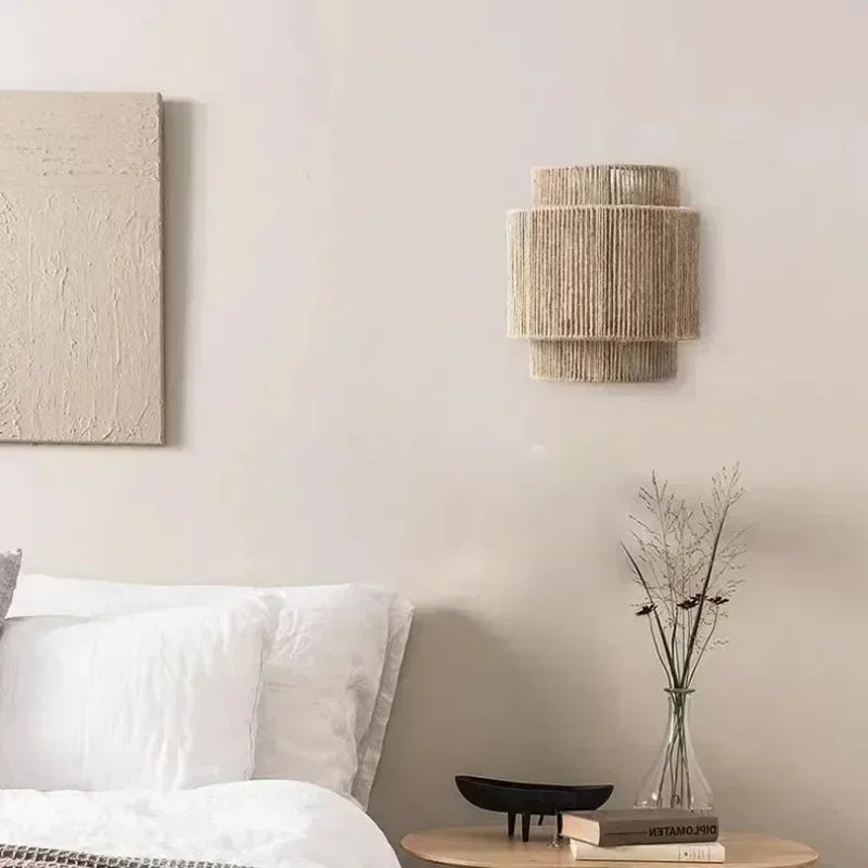 MORI GLOW Handgefertigte Hanfseil-Wandleuchte