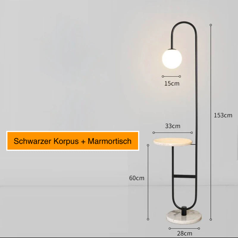 Nordic Luxe Vloerlamp met Marmeren Bijzettafel