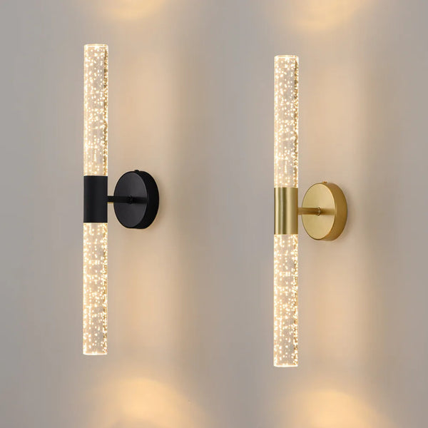 LumiGlas – Luxuriöse LED-Wandleuchte mit Kristall-Bubble-Stab