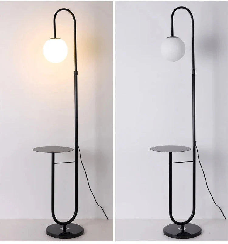Nordic Luxe Vloerlamp met Marmeren Bijzettafel