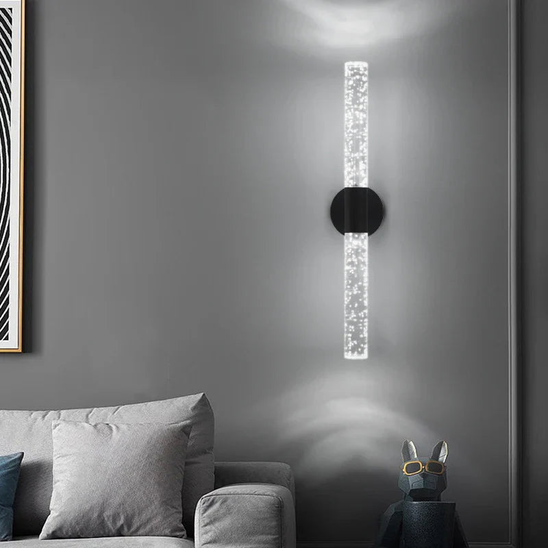 LumiGlas – Luxuriöse LED-Wandleuchte mit Kristall-Bubble-Stab