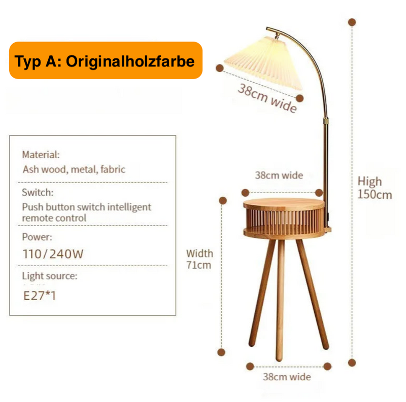 Moderne Holz-Stativ-Stehlampe
