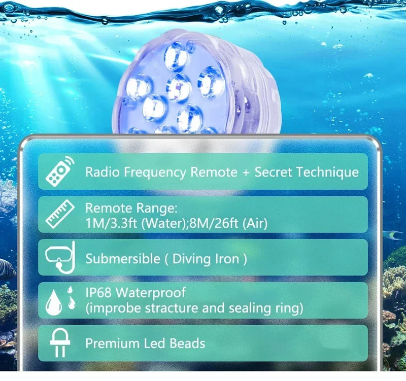 LUMISNAP 10-LED RGB Unterwasser-Magnetleuchten