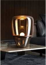 AuroraGlow – Nordische Designer LED Tischlampe aus Glas